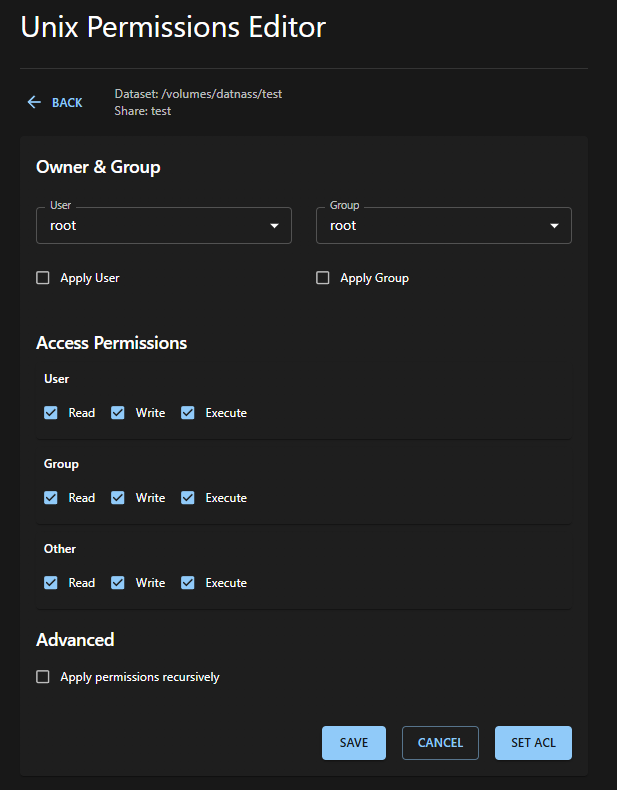 Unix Permissions Editor