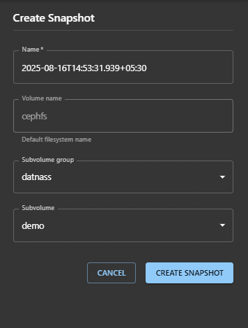 Create Snapshot Form